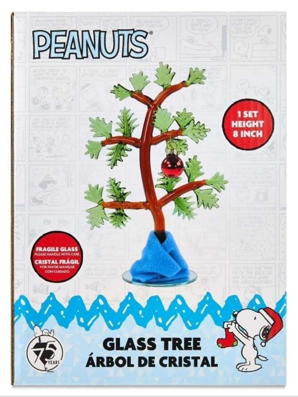 Snoopy Glass Tabletop Tree, 3 Pieces, Brown, by Ruz - Picture 2 of 6